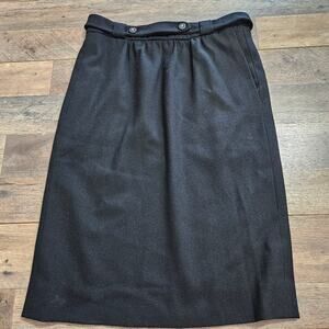 Vintage Gloria Sachs Skirt Black Wool Pencil Lined Corpcore Career Workwear 10